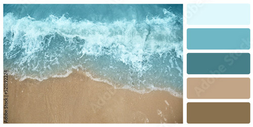 Фотография Color palette appropriate to photo of sandy beach and sea, top view