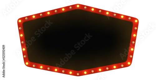 Frame and gold light polygon style on white background. 3d rendering
