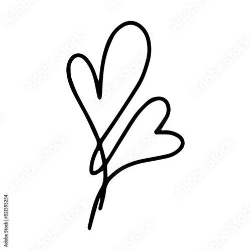 Heart plant icon abstract hand drawn flower line art symbol for nature, love, ecology and environment in a flat color glyph illustration