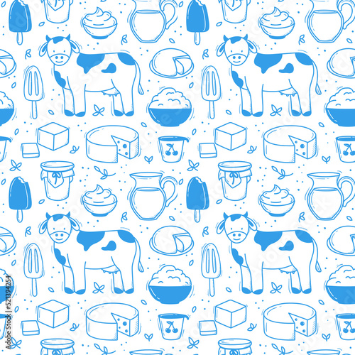 Pattern doodle dairy products background