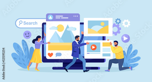 UI and UX designers creating functional user interface for websites and mobile apps. Seo Optimization. Web design. Programmer creates structure of information blocks of mobile or web application