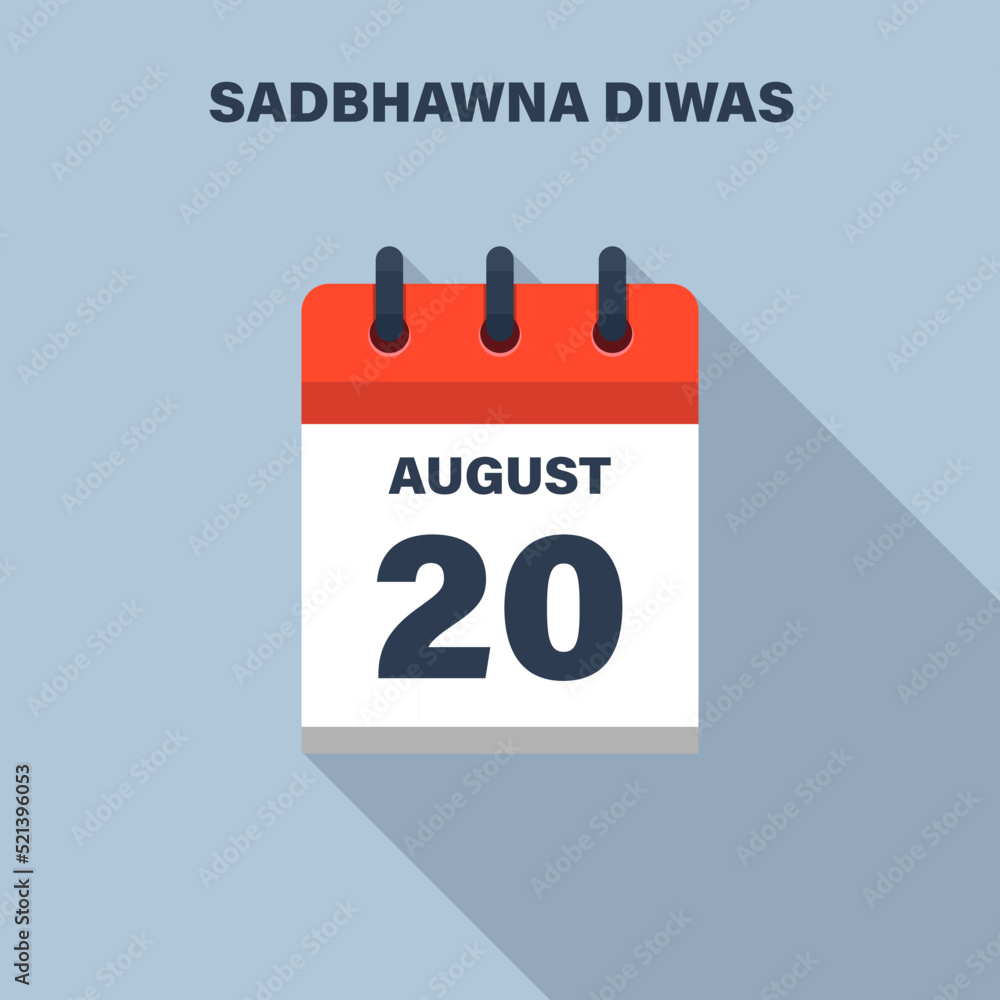 Sadbhawna Diwas August 20 Calendar icon Date Stock Vector Adobe Stock Sadbhawna Diwas August 20 Calendar icon Date Stock Vector Adobe Stock