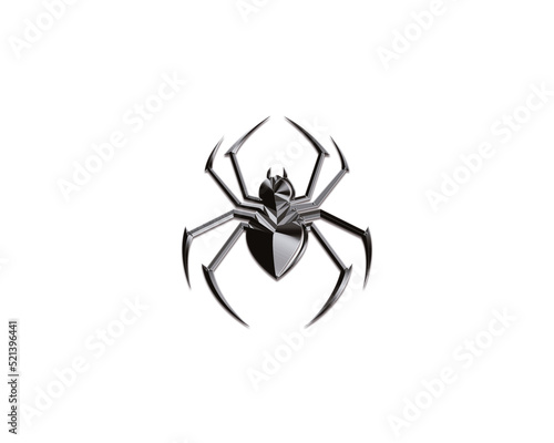 Design der Spinne 3D auf weißem Hintergrund. 