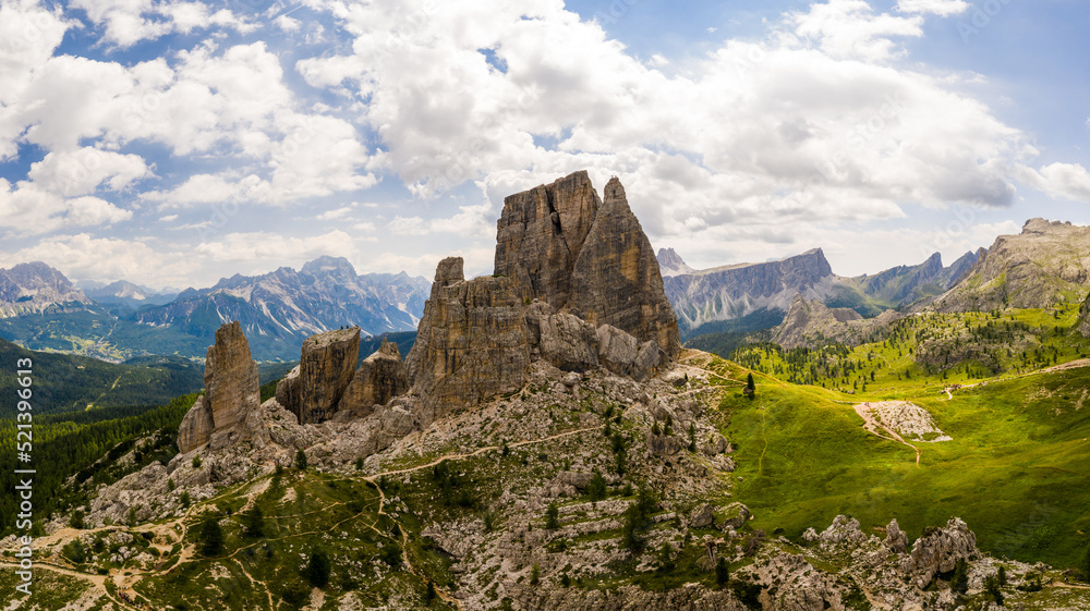 Dolomiti, Cinque Torri, panoramica, Cortina, Italia