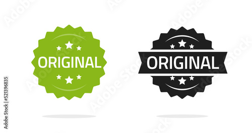 Original icon logo green black stamp vector or genuine premium seal label tag sign with text mark for product sticker modern graphic isolated on white background clipart image