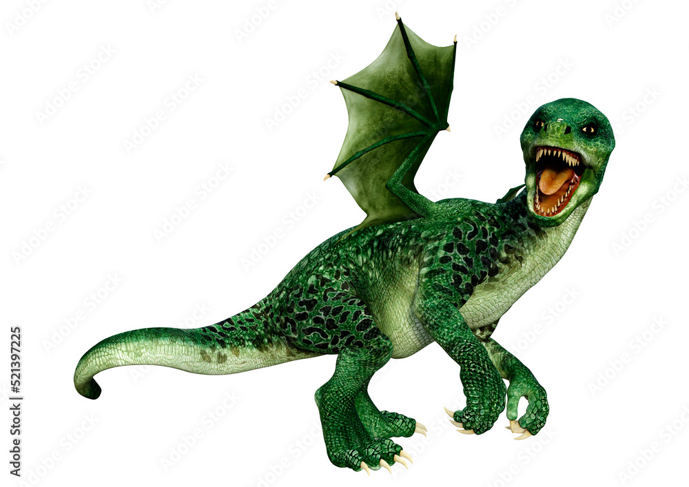 Fototapeta premium 3D Rendering Fairy Tale Dragon on White
