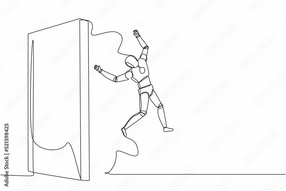 Continuous one line drawing robot managed to jump over the wall. Get ...