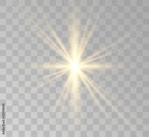 Lens flare vector illustration. Glowing spark light effect isolated on transparent background.
