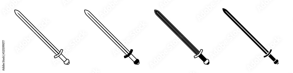 Sword icon vector set. saber illustration sign collection. weapon symbol. steel logo. Sword icon vector set. saber illustration sign collection. weapon symbol. steel logo.