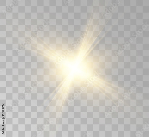 Lens flare vector illustration. Glowing spark light effect isolated on transparent background.
