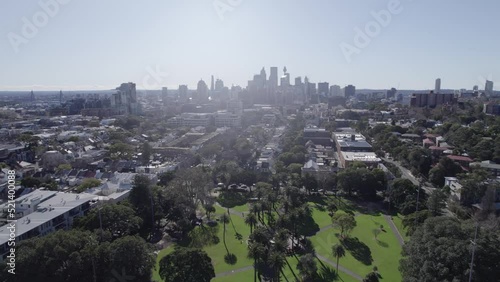 Sydney CBD Skyline From Redfern Park In New South Wales, Australia. - aerial photo