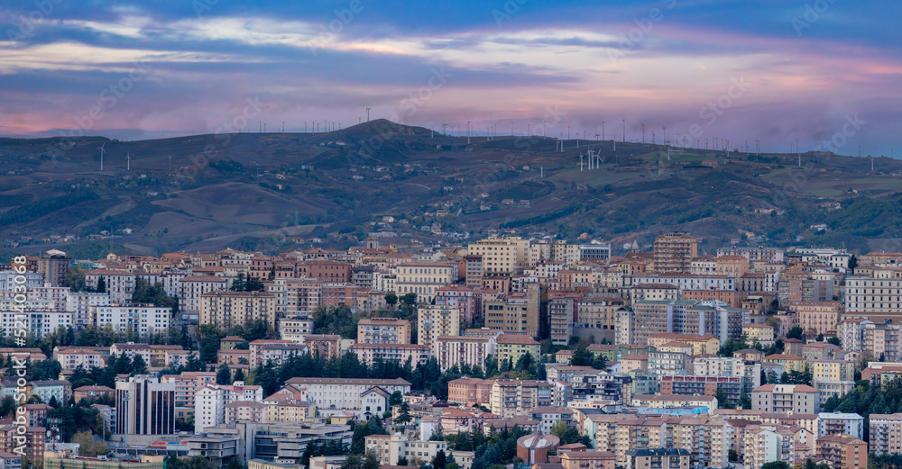 Cityscape of modern houses in Potenza city. Italy