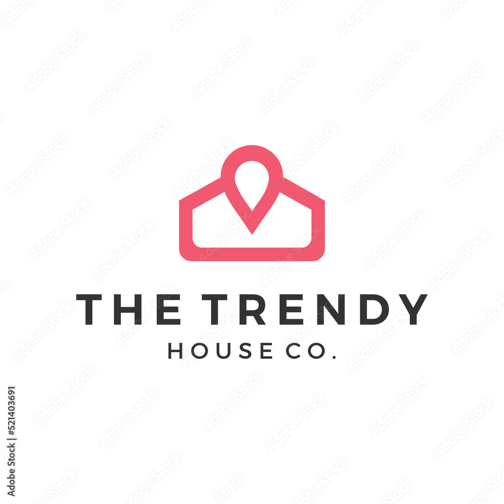 House locate pin logo design minimalist House locate pin logo design minimalist