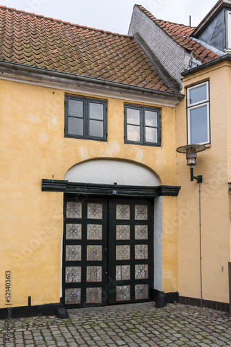 ornated door at traditional house, Dragor, Denmark photo