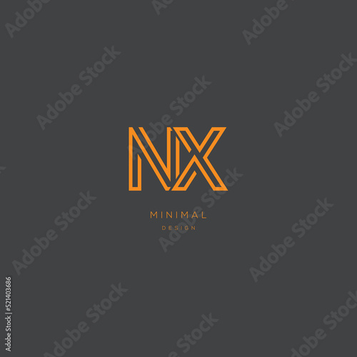Initial letter nx library vector icon photo
