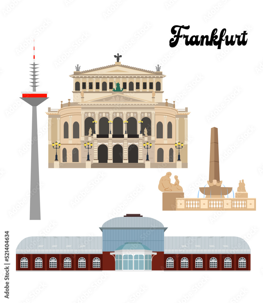 illustration in style of flat design on the theme of Frankfurt.
