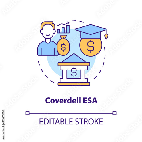 Coverdell ESA concept icon. Open account. Account type for college savings abstract idea thin line illustration. Isolated outline drawing. Editable stroke. Arial, Myriad Pro-Bold fonts used