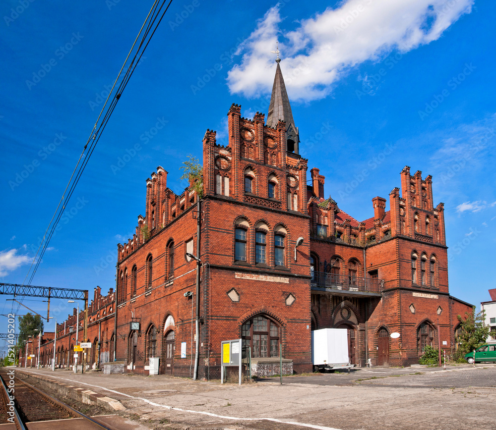 Obraz premium Neo-gothic Railway Station. Nowe Skalmierzyce, Greater Poland Voivodeship, Poland