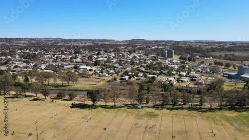 Aerial drone footage of the industrial area in the Inverell town, NSW, Australia photo