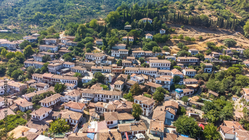 View of the old Sirince houses on the mountain slope. sirince is an old village of Selcuk, which is a district centre of Izmir. It is famous with its old Greek architecture and local wine. High