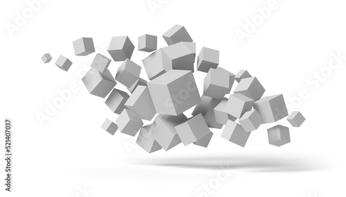 Abstraction from a cube on a white background. 3d render illustration.