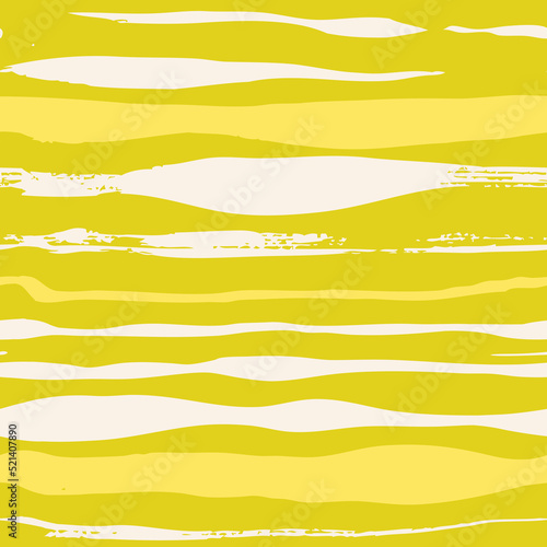 Seamless pattern from horizontal abstract different strokes on yellow background