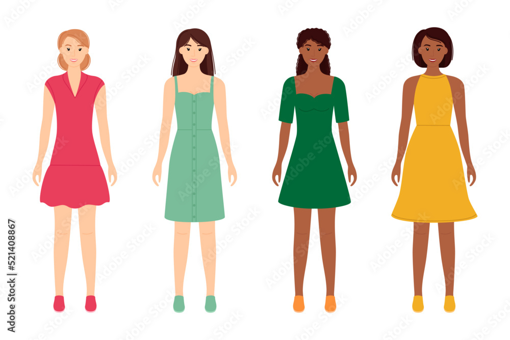 Fashion women in beautiful dresses. Vector illustration Fashion women in beautiful dresses. Vector illustration