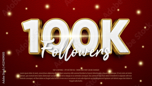 Thank you 100k followers 3d bold style editable text effect