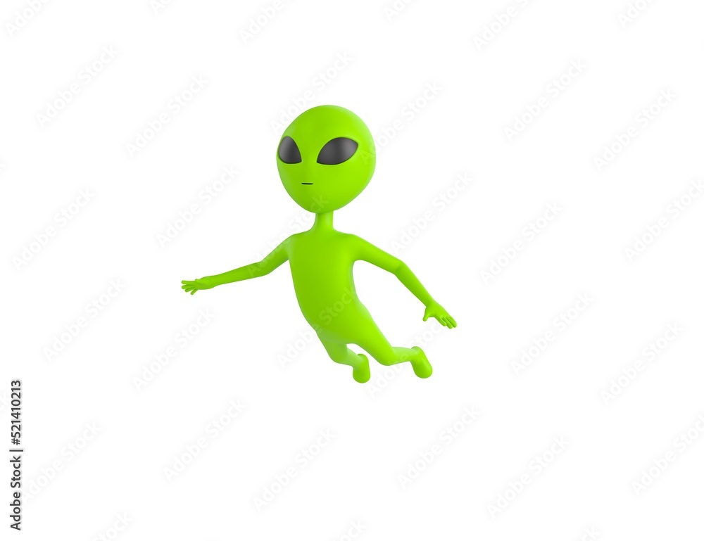Alien character flying in 3d rendering. Alien character flying in 3d rendering.