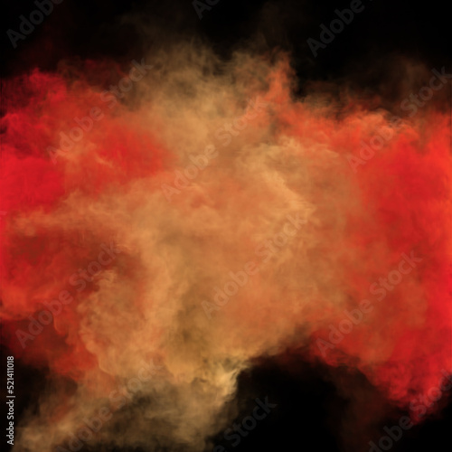 Red and yellow color magic fog and fantasy smoke black texture