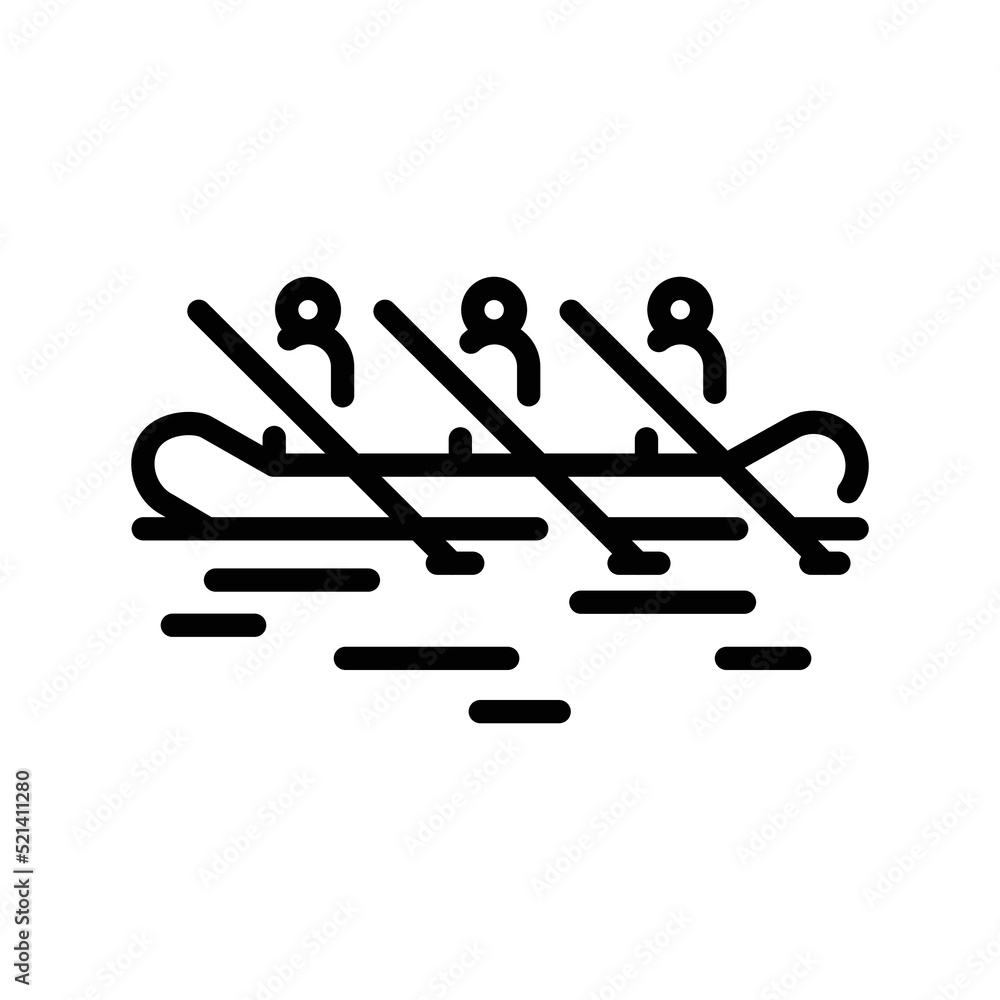 Rafting black line icon. Water activity. Rafting black line icon. Water activity.