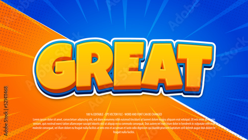 Great 3d cartoon style editable text effect