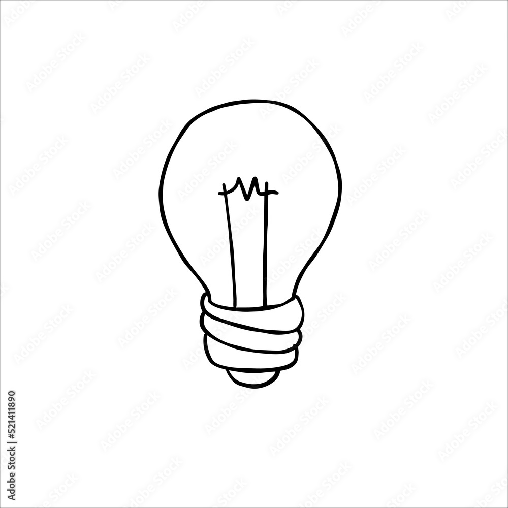 Light Bulb. Sketch drawn electric device. Black and white illustration. Light Bulb. Sketch drawn electric device. Black and white illustration.
