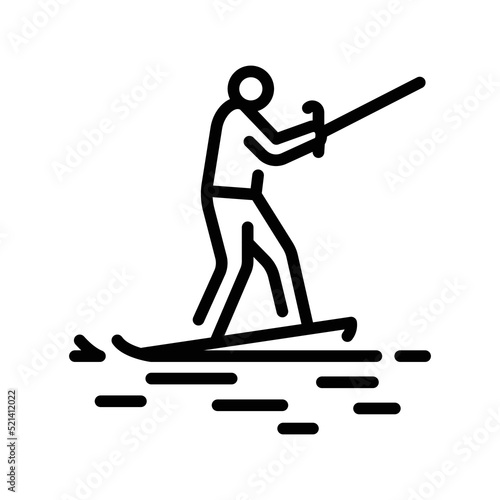 wakeboarding black line icon. Water activity.