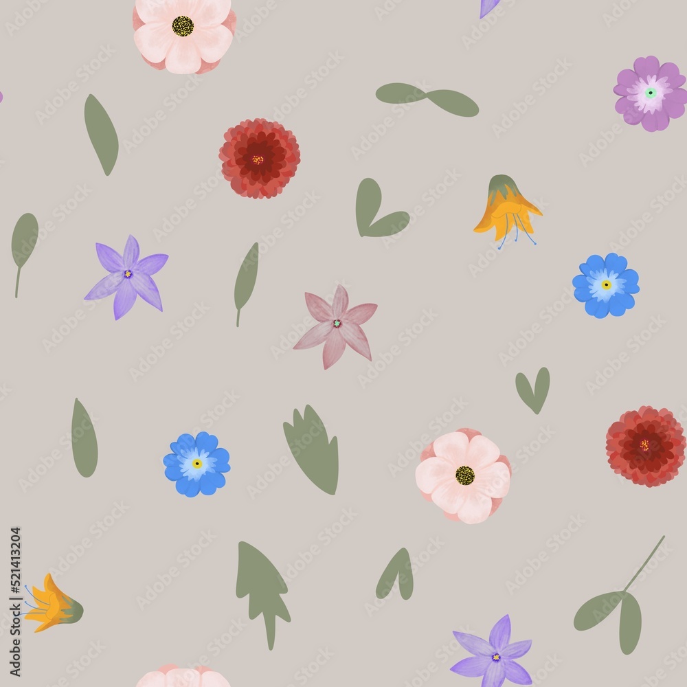 seamless pattern with flowers garden cute small