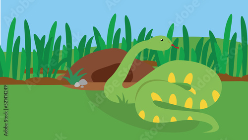 green snake near the hole
