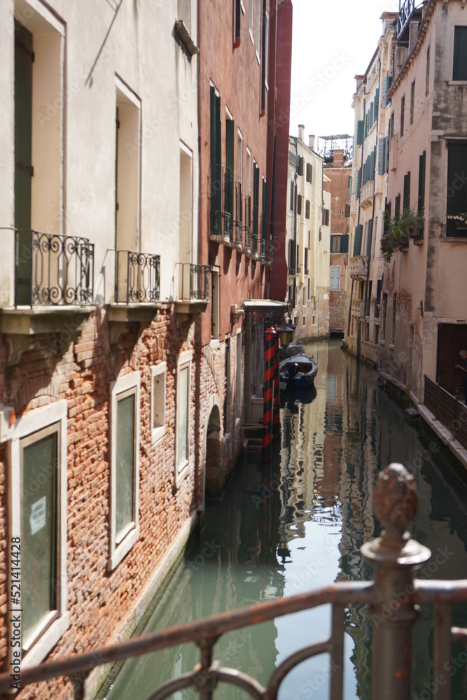 Gondolers in Venice Canals Italy Beautiful old architecture reflections high resolution 