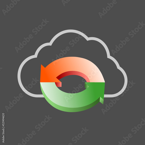 Icon sync. Vector sign cloud sync. Conceptual image of cloud storage