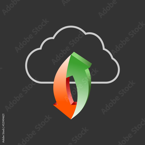 Icon sync. Vector sign cloud sync. Conceptual image of cloud storage