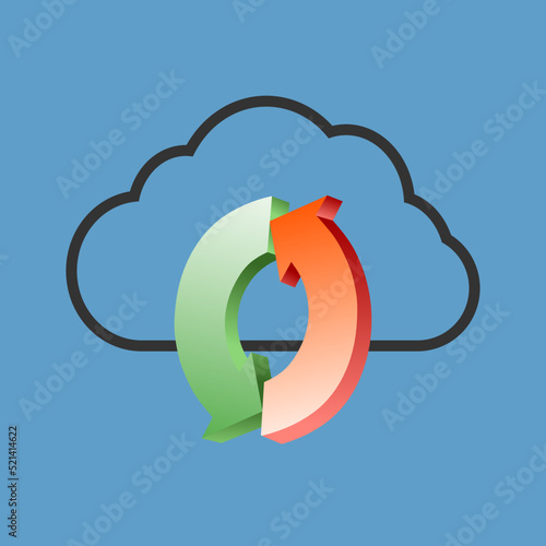 Icon sync. Vector sign cloud sync. Conceptual image of cloud storage