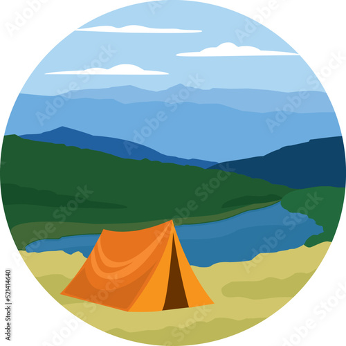 illustration of a landscape with camping