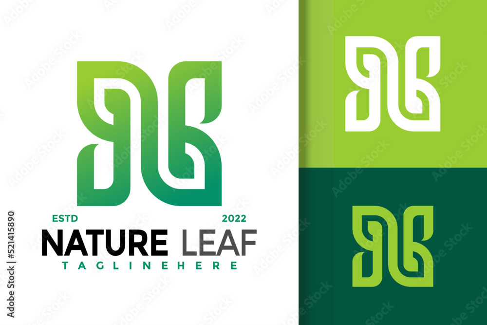 Letter N Nature Leaf Green Logo Design, brand identity logos vector ...