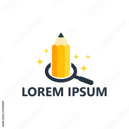 Search pencil logo template design vector