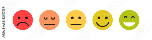 Customer feedback facial expressions and simple expressions different cartoon smile flat vector illustration.