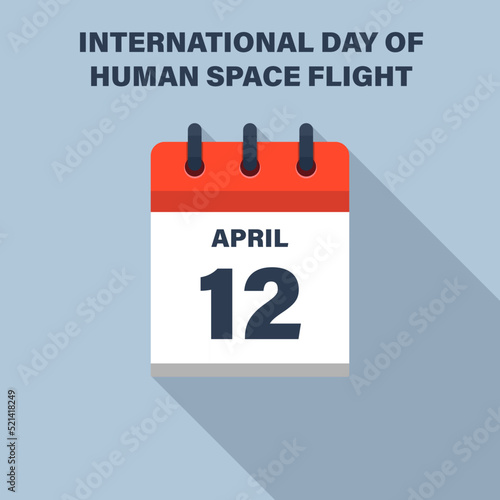 International Day of Human Space Flight, April 12, calendar icon. Date.