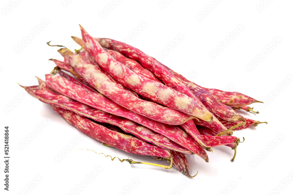 Ripe kidney beans. Fresh and raw kidney beans isolated on white background. Organic food. close up