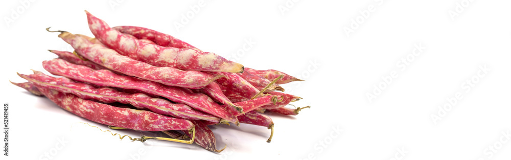 Ripe kidney beans. Fresh and raw kidney beans isolated on white background. Organic food. Copy space. close up Ripe kidney beans. Fresh and raw kidney beans isolated on white background. Organic food. Copy space. close up