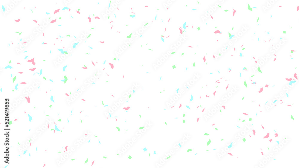 パステルカラーの紙吹雪　背景透過　ピンク水色緑白　16：9
