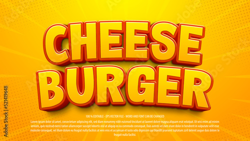 Cheese burger 3d style editable text effect