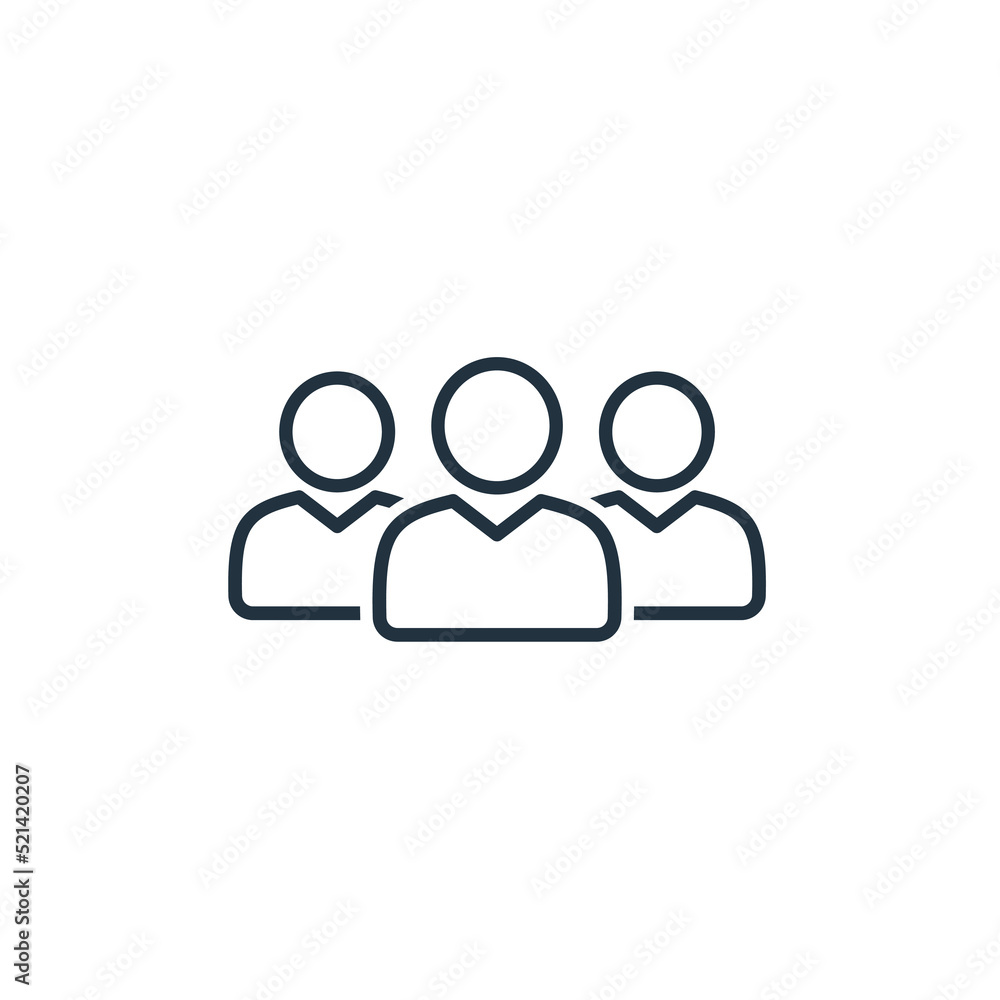 Three users icon vector isolated on a white background. Friends line vector icon. User, People and Friends symbols for web and mobile apps. Three users icon vector isolated on a white background. Friends line vector icon. User, People and Friends symbols for web and mobile apps.